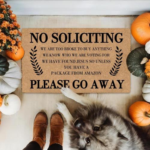 No Soliciting Please Go Away 30x18 Keep Dirt Out with Rubber Door Mat Outdoors Outdoor Doormats for Front Door Winter Door Mat Outdoor Non Skid Rug