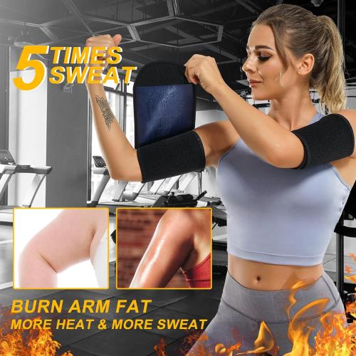 Black 2 Piece Set Wonderience Arm Trimmers for Women Pair Sauna Sweat Arm Shaper Bands Adjustable Arm Trainer Toner Sleeves for Sports Workout