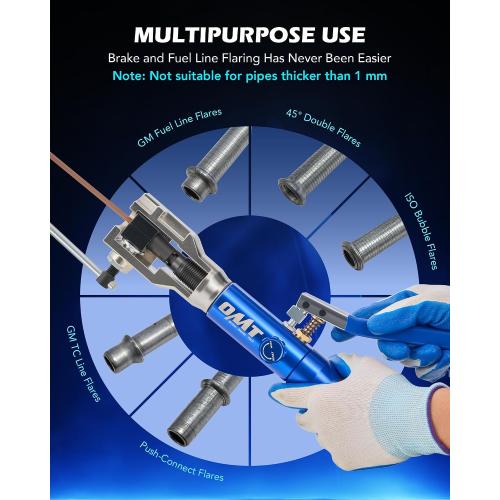 Blue Orion Motor Tech Hydraulic Flaring Tool Kit, Universal Brake Flaring Tool Set with Tubing Cutter, 45° Single & Double Flaring Tool Kit with Deburring Tool, Brake Line Flaring Tool for ISO Bubble Flare