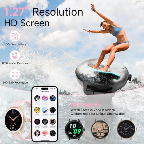 Smart Watches for Women Men 1.27 HD Fitness Tracker with Heart Rate/Sleep/Step/SpO2 Monitor, IP68 Waterproof Watch for Android iOS (Pink)
