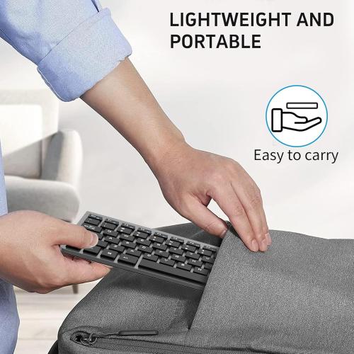 Compact Wireless Keyboard Mouse Combo, Mini Portable Travel Keyboard and Silent Mouse Set with USB Receiver, Quiet Click, Small Size, Adjustable 2400 DPI for Computer, Laptop, PC, Windows, Mac
