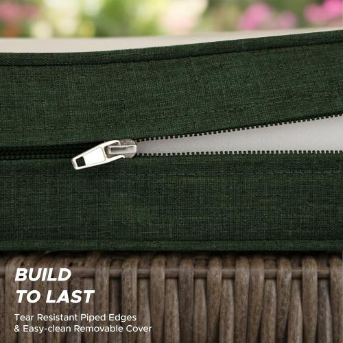Outdoor Chair Cushions, Water-Resistant & Fade-Resistant, Patio Furniture Seat Replacement Chair Pads with Ties Zipper, Removable Cover, Non-Slip Bottom, Set of 6, 18.5 x 16 Inch, Olive Green