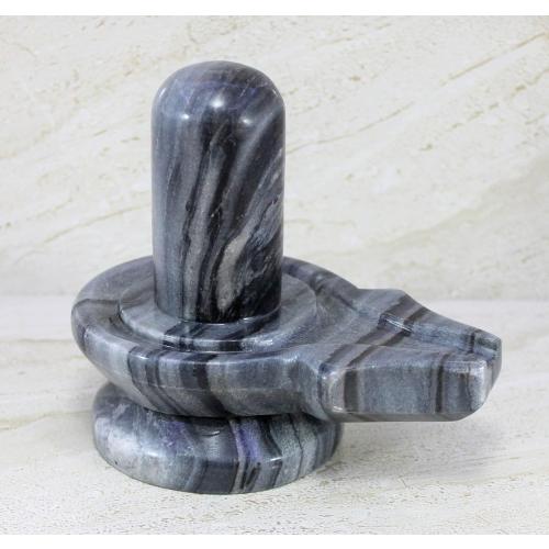 Size 5.25 Color Grey Black Marble Stone Shiva Lingam Shiv Ling Idol Murti Statue (5.25 Grey)