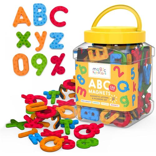 Magic Scholars ABC Magnetic Letters for Toddlers (3  Years) 130 Pcs Alphabet Magnets and Magnetic Numbers Gift Set, Large Letter Magnets for Fridge, ABC Magnets Educational Toy