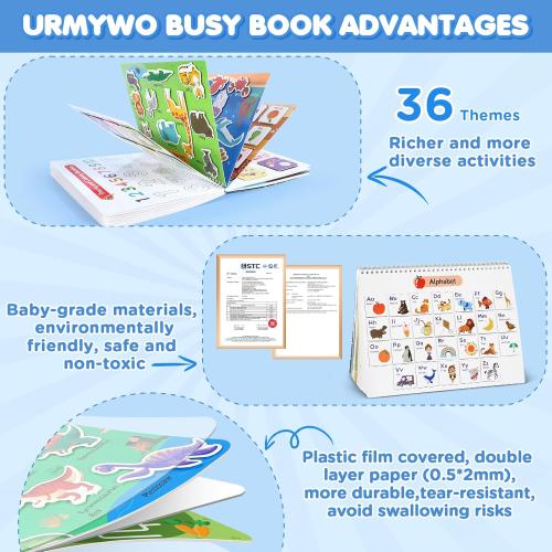 URMYWO My Preschool Busy Book for Toddlers 3-5, 36 Learning Activities