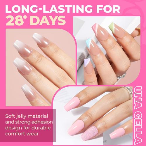 UNA GELLA Short Coffin Nails Tips 504pcs No c Curve Full Cover False Nail