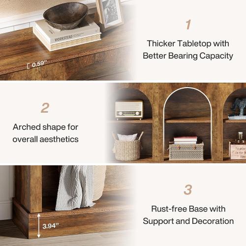 Console Table, Long Entryway Table with 3 Tier Storage, Wooden Rectangular Sofa Table Behind The Couch for Entrance, Hallway, Living Room, Brown