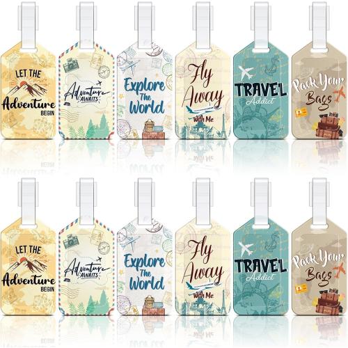Kajaia 12 Pcs Let the Adventure Begin Luggage Tag Baggage Tags Identifiers Travel Bag Tags for Luggage Name ID Label for Suitcases Men Women Funny Wedding Guests Birthday Gifts