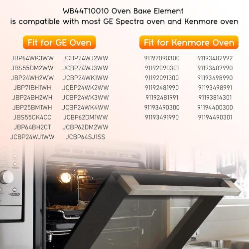WB44T10010 Oven Element Replacement fit for GE-Spectra,Oven Element fit for KEN.MORE 911 Oven Bottom Heating Element,164D3871P001 JBS55WK2WW JBP67BH1WH JBP64WB4WW JBP64BH2WH JBP62DM2BB prime&swift