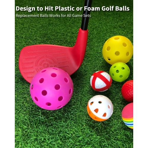 KOFULL Golf Club with Oversize Club Head for Golf Game Buckets, Club Length Adjustable for Backyard Golf Game, Yard Golf Club for Adults Junior Family, Hitting Plastic Foam Balls in Grass, 35, Red