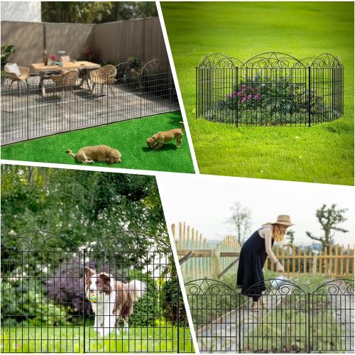 SUNLAX 5 Panels Decorative Garden Fence 12ft(L) x 32in(H) Metal Fence Panels Dog Fence Animal Barrier Fence No Dig for Backyard Outside Yard Patio Without Gate