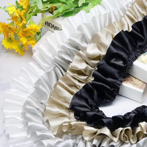 Homiest 11 Yards Ruffle Ribbon Trim for Sewing, 1-1/2 Inch Wide Satin Fabric Trims, White Ruffle Trim for Making Crafts Dress Curtain Wedding Costume Pillowcase