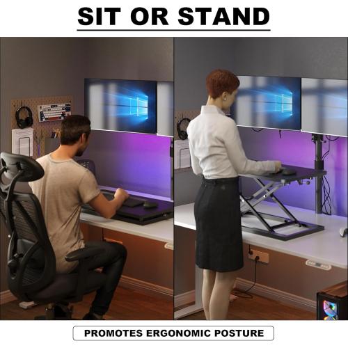 Decoholic Black Small Single 32 inch Scissors Lift Keyboard and Mouse Riser ,Height Adjustable Standing Desk Converter,for Ergonomic Sit Stand Workstations (32 inch)