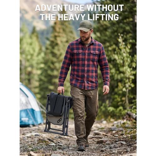 TIMBER RIDGE 400lbs Heavy Duty Camping Chair Portable Directors Chair | Folding Camp Chair with Side Table & Pocket Compact Size for Outdoor, Lawn, Sports and Fishing, Black