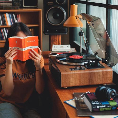 Syitren Paron Record Player Vintage Turntable for Vinyl Records with Built-in Speakers Bluetooth Retro Phonograph Wood Walnut