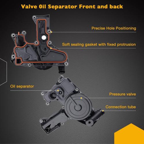 PCV Valve Engine Crankcase Vent Oil Separator Breather Hose 3-Piece Replace 06H103495AB, 06H103495AH, 06H103495B Compatible with Audi A3 A4 A5 Q5 TT VW Beetle CC Jetta Passat Tiguan 1.8 2.0TSI