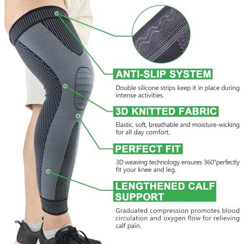 beister Full Leg Sleeve, Knee Braces for Knee Pain Women & Men, Knee Compression Sleeves, Knee Support for Meniscus Tear, ACL, Arthritis, Joint Pain Relief,Sport (Pair)