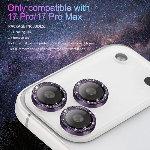 Camera Protector for iPhone 17 Pro/17 Pro Max, Glitter Deep Purple