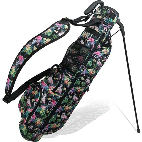 Sunday Golf Bag with 3-Point Strap & Stand – Lightweight Carry Bag with Cooler Pocket, Dual Valuables Pouches, Magnetic Tool Holder – Holds 5-6 Clubs for Par 3, Walking & Travel