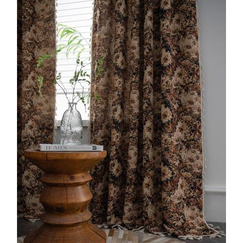 vctops Vintage Floral Oil Painting Curtains with Tassels Set of 2 Panels Rod Pocket Thermal Insulated Room Darkening Window Curtains/Drapes for Bedroom Living Room (Coffee,59x102)