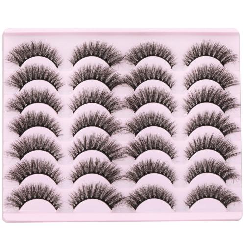 Wispy Mink Lashes Natural False Eyelashes 16mm Cat Eye Lashes Pack 5D 14 Pairs Fake Eyelashes by TNFVLONEINS