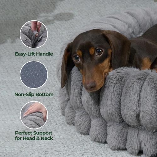 BALANCE Luxury Donut Dog Bed, 23 Inches Round Dog Beds for Small Dogs Washable, Orthopedic Calming Pet Bed for Puppy and Cats with Anti-Slip Bottom, cream