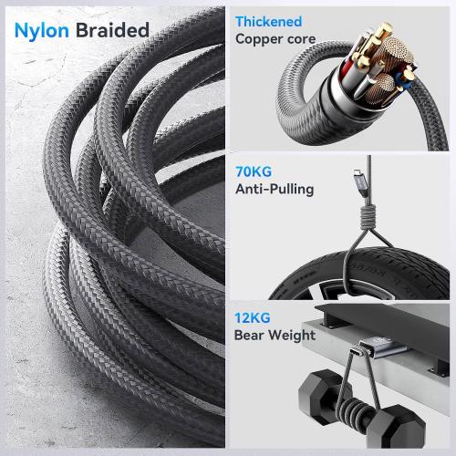 ULT-WIIQ 3.3FT Nylon Braided USB C to USB C 3.2 Gen 2 x 2 Video Cable for Monitor, 8K@30Hz 4K@144Hz/60Hz Display Cable, 20Gbps Data Transfer, PD 3.1 Supports 240W Fast Charging, for Laptop, PC, SSD…