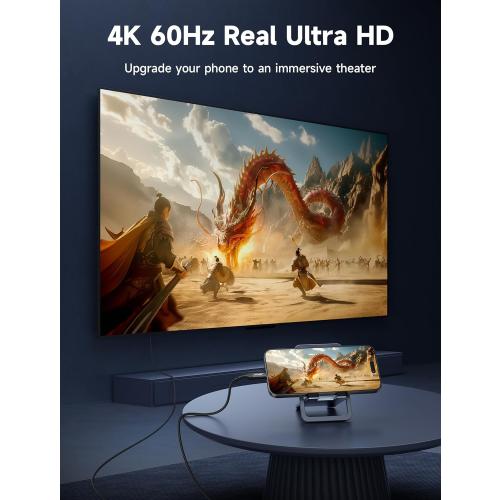 JSAUX USB C to HDMI Cable 10ft | 4K@60Hz | USB 3.1 Type C to HDMI 2.0 Cord for Home Office, (Thunderbolt 3/4 Compatible) with iPhone 16 Pro Max, MacBook Pro/Air, Galaxy S8 to S24, iPad Pro, iMac-Black