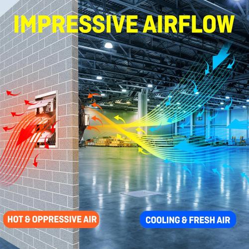 iLIVING 12 Wall Mounted Shutter Exhaust Fan, Automatic Shutter, with Thermostat and Variable Speed controller, 0.6A, 960 CFM, 1400 SQF Coverage Area Silver (ILG8SF12V-ST)