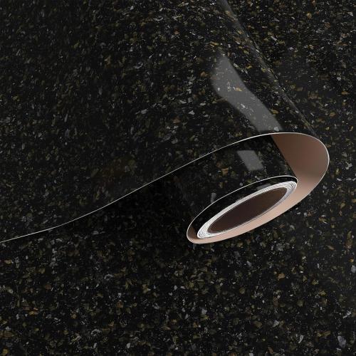 VaryPaper 32'x118' Large Size Black Gold Granite Contact Paper for Countertops Waterproof Kitchen Countertop Vinyl Wrap Removable Self Adhesive Marble Peel and Stick Wallpaper for Bathroom Cabinets
