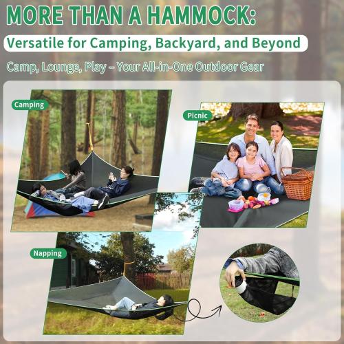 LUKETURE Triangle Camping Hammock, 13ft Multi Person Hammocks Max 1100 lbs for Outdoor Relaxing, Extra Large Hammock w/Ratchet/Webbing Straps (13ft-Triangle Camping Hammock)