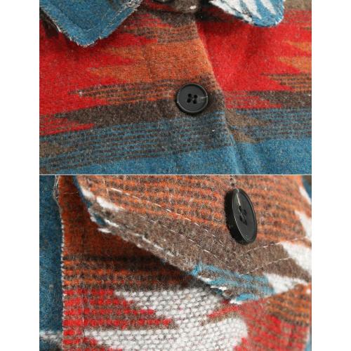Size Medium Color Multi Women's Vintage Aztec Print Pattern Loose Shacket Button Down Long Sleeve Woolen Jacket Shirts Coat