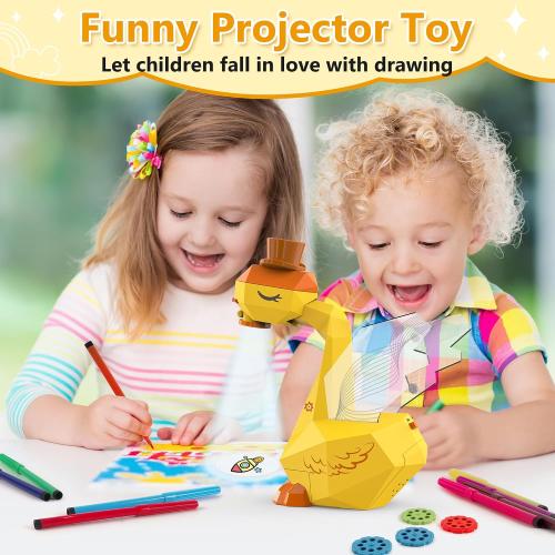MFEESYOB Drawing Projector for Kids, Tracing and Drawing Projector for Kids with Cute Swan Look, Smart Art Sketcher Projector with 96 Stencils, Toddler Toys for Girls Boys 3 , Yellow