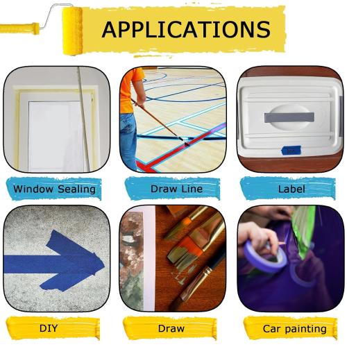 4 Rolls Premium Painters Tape, Blue Tape, Masking Tape, Paint Tape for Multi-Purpose, Painting, Painter's, DIY Crafts Arts (88yd =0.94IN*22yd*4) Decoration Labeling No Residue, Easy Removal