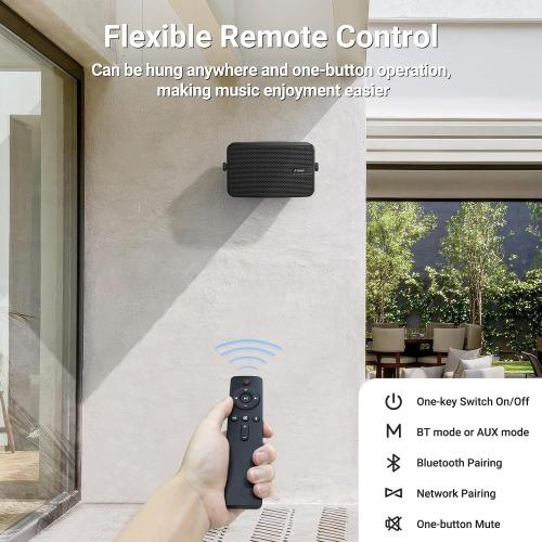 Inwa Outdoor Bluetooth Speakers, 400W Active Passive Wall Mount Speaker, Waterproof Wireless Indoor/Outdoor Stereo Sound Set W/Aux in, Sound System for Patio/Porch/Gazebo/Garage(Pair, Ivory Black)