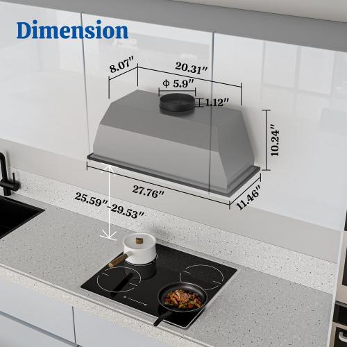 FIREGAS Black Range Hood Insert 30 Inch, 600 CFM Ducted/Ductless Convertible Built-in Kitchen Vent Hood, Stainless Steel Stove Hood with 3 Speed Exhaust Fan & Baffle Filters