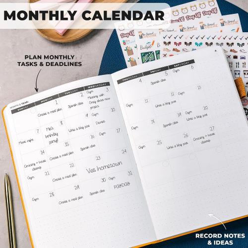 Clever Fox 13-week Ultimate Achiever's Daily Goal Planner, Amber Yellow | Undated 90-day goal workbook, daily, weekly and monthly layouts, Hourly schedule, Affirmations, Habit tracker, Hardcover, A5
