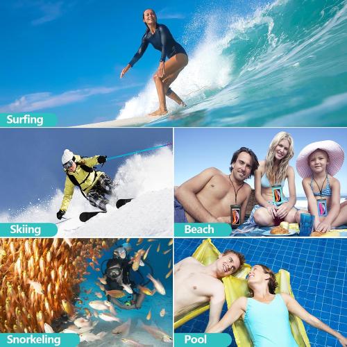 6 Pack 8.5 Waterproof Cell Phone Pouch - Underwater Dry Bag Case Lanyard - Water Proof Clear Holder Protector for iPhone 17 16 15 Pro Max Plus Samsung Galaxy S25 S24 Ultra Note for Beach Swimming