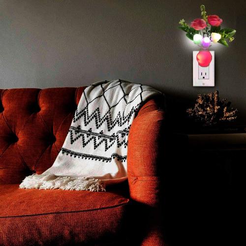 AUSAYE 4 Pack Plug in LED Night Light Sensor Light Rose Flower Decor,Energy Saving Lamp Dream Nightlight Mushroom Night Lights for Kids Adults Bedroom,Bathroom,Living Room,Kitchen,Hallway