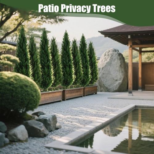 4FT Artificial Cedar Topiary Trees Set of 2 with Ground Spike, UV Resistant Fake Plants Bushes Shrubs, Faux Arborvitae Cypress Pine Privacy Tree for Outdoor Indoor Planters, Yard Porch Christmas Decor