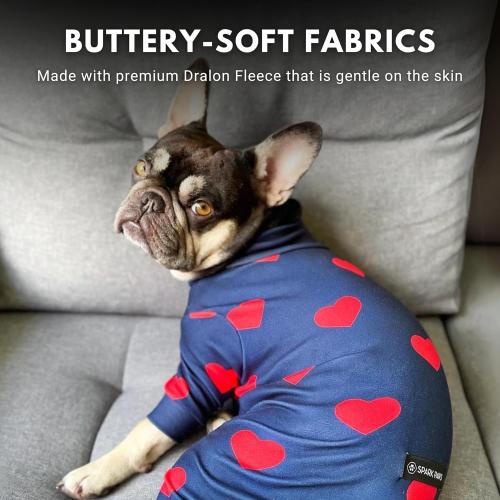 Spark Paws Dog Pajama, Dog Recovery Suit Male, Onesie, Ultra-Soft and 4-Way Stretch, for Small Medium and Large Breeds - Hearts - XL