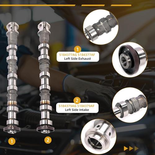 Left Side Exhaust & Intake Engine Camshaft Set,5184377AG 5184379AG,for Dodge RAM 1500/Avenger/Challenger/Charger/Durango,for Chrysler 200/300,for Jeep Wrangler/Grand Cherokee,for Promaster,11-16 3.6L