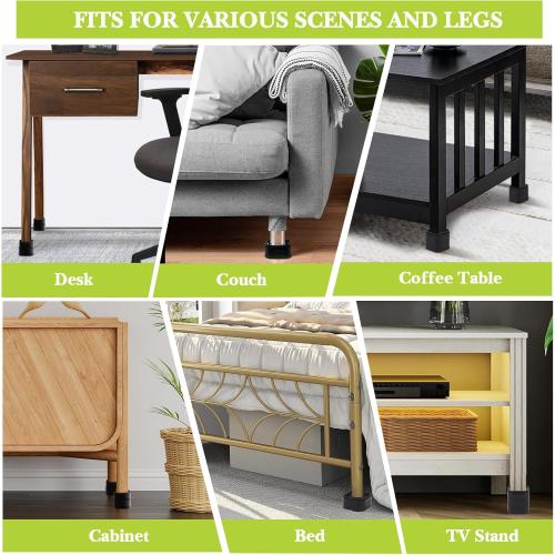 8 Pack Furniture Risers 1 or 2 Inch, Adjustable Bed Risers Heavy Duty For Table Desk Couch Chair Sofa Cabinet Bed Legs Dorm, Square Stackable Bed Raisers Blocks Lift Height 1, 2 or 3, Black