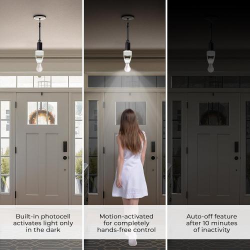 Touch & Glow 360 Motion Sensor Light Socket for Indoor & Outdoor - Energy Efficient Socket Adapter for Garage, Basement, Kitchen, Storage Room - Smart Motion Detector - Motion Activated Light Adapter