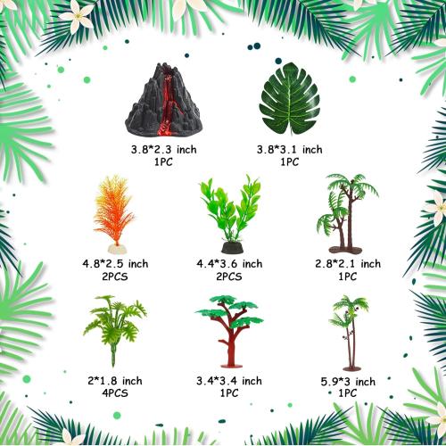 18 Dinosaur Cake Toppers With Eggs, Leaves, Trees - Dinosaur Themed Cake Decorations