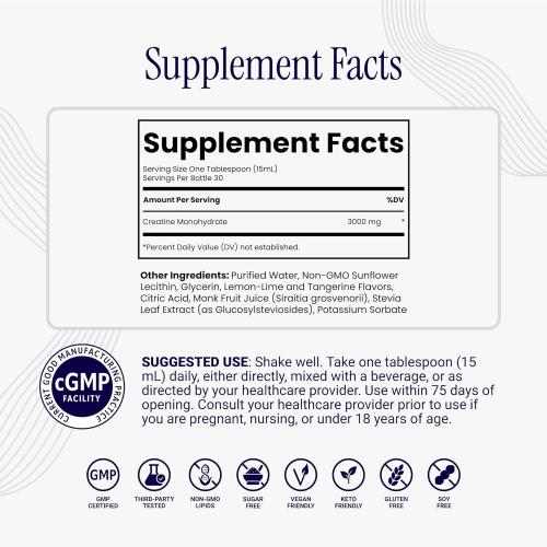 Rho Nutrition Liposomal Creatine Monohydrate - Ultra High Absorption Liquid Creatine Supplement – Promotes Lean Muscle Mass & Recovery, Supports Brain Function & Enhances Cellular Energy Production