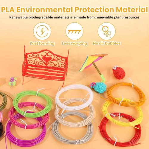1.75mm 3D Pen Filament Refill, 20 Color PLA Filament (328 Ft) with 16.4 Ft per Color, for 3D Printing Pens, DIY Arts & Crafts Projects