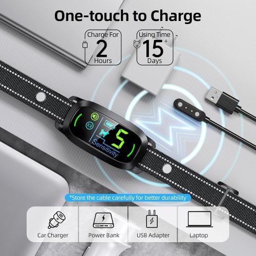 Dog Bark Collar for Large Medium Small Dogs, Rechargeable Smart Bark Collar, Anti Barking Training Collar with 5 Adjustable Sensitivity Beep Vibration (Black)
