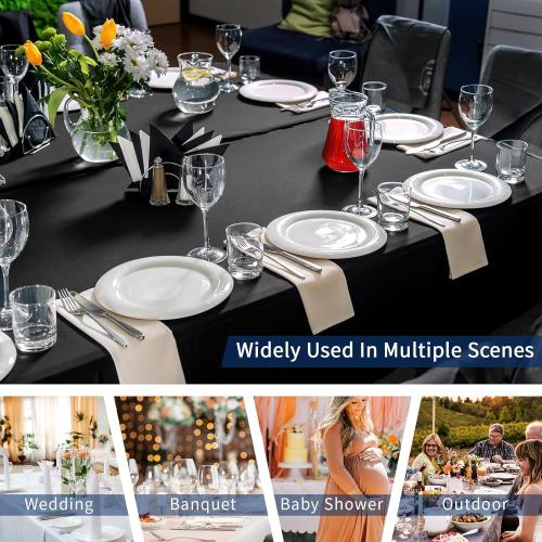 Fixwal 6FT Black Table Cloth Rectangle Tables, 10 Pack Spandex Table Cloths for 6 Foot Rectangle Tables, Fitted Rectangular Stretch, Washable Patio Table Cover (72Lx30Wx30H Inch)