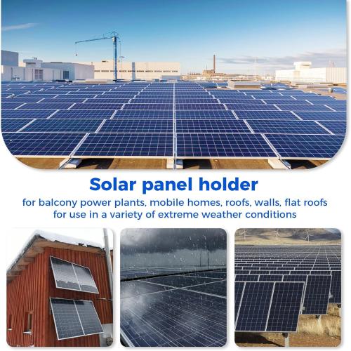 SILVER 2 Set Adjustable Solar Panel Tilt Mount Brackets Aluminum Alloy Mounting Bracket Stand Systems Support 50W 70W 100W 150W 200W 300W 400W Panels for Roof/Boat/Flat Surface